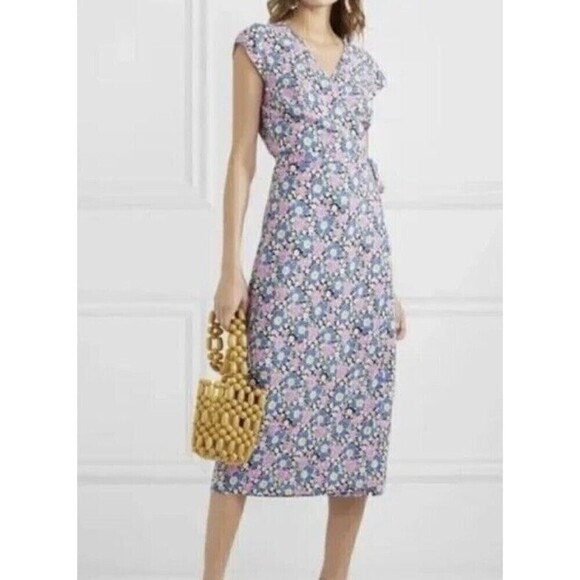 J. Crew Midi wrap dress in soft rayon pink-and-blue flowers size Medium - Picture 9 of 9